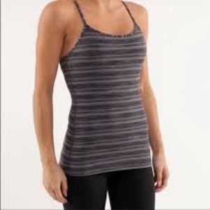 Lululemon striped power Y tank top size 8 grey black